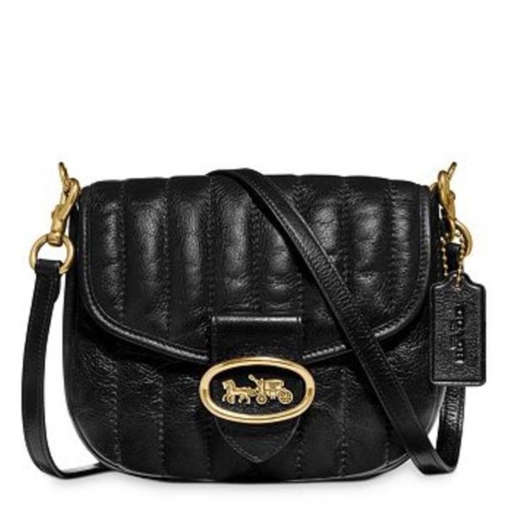 COACH 1941 Kat 20 Quilted Leather Black Saddle Bag